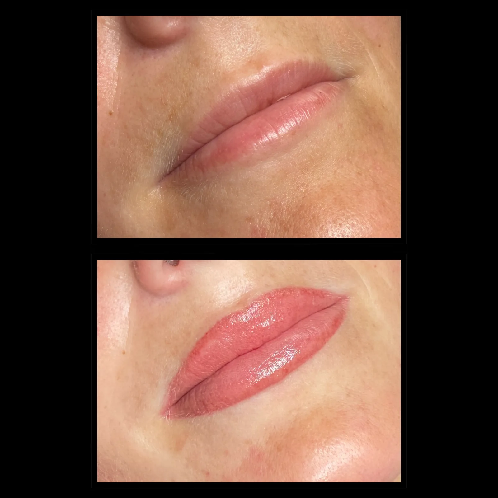Permanente make-up lippen, resultaat voor en na